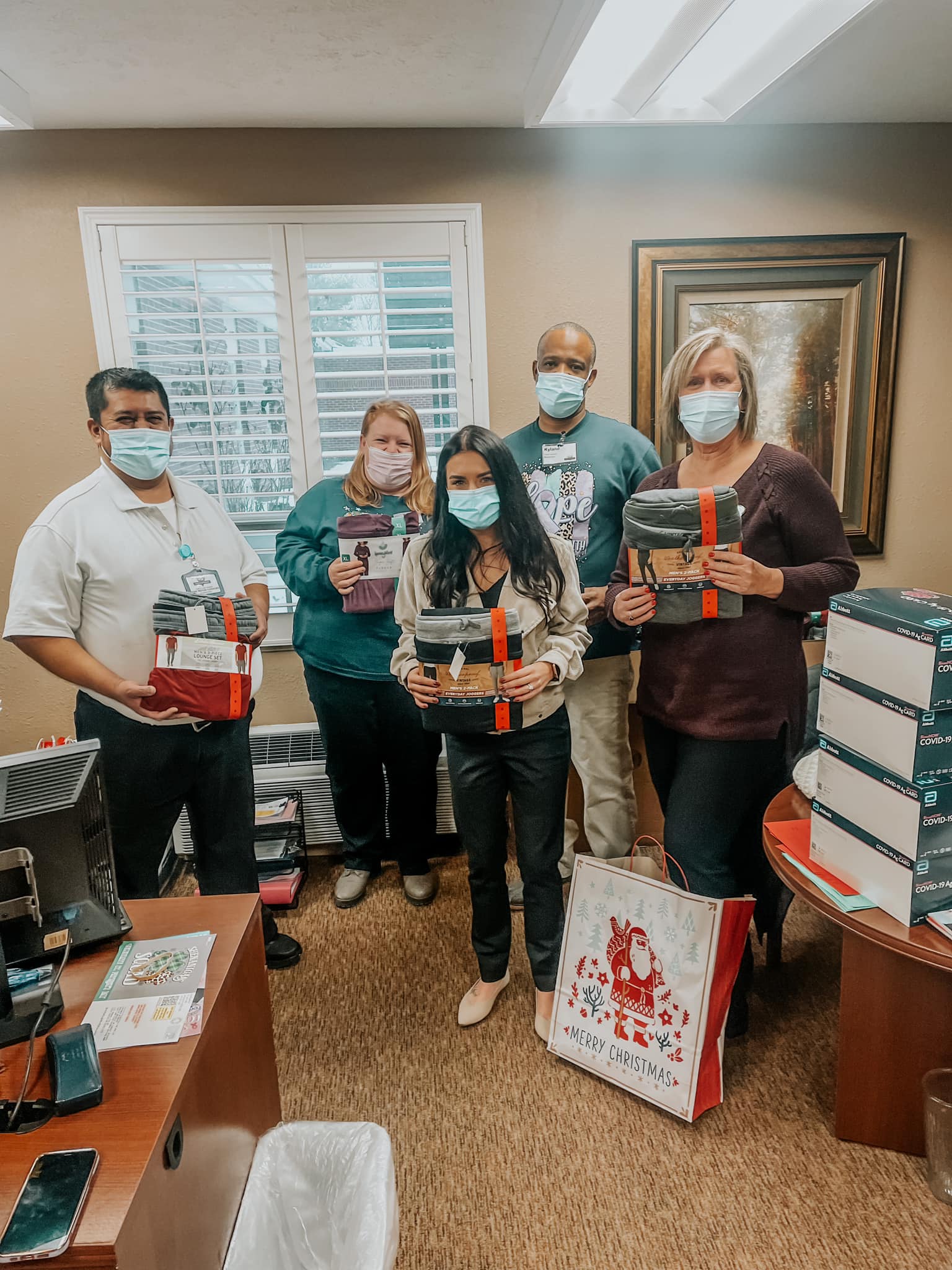 Holiday gift giving at senior care facility